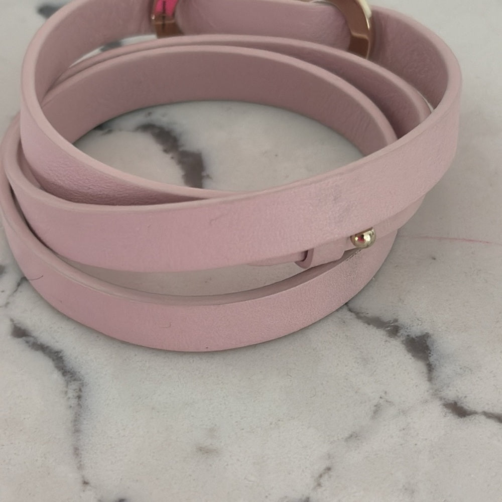 Salvatore Ferragamo Light Pink Leather Bracelet with Silver Hardware