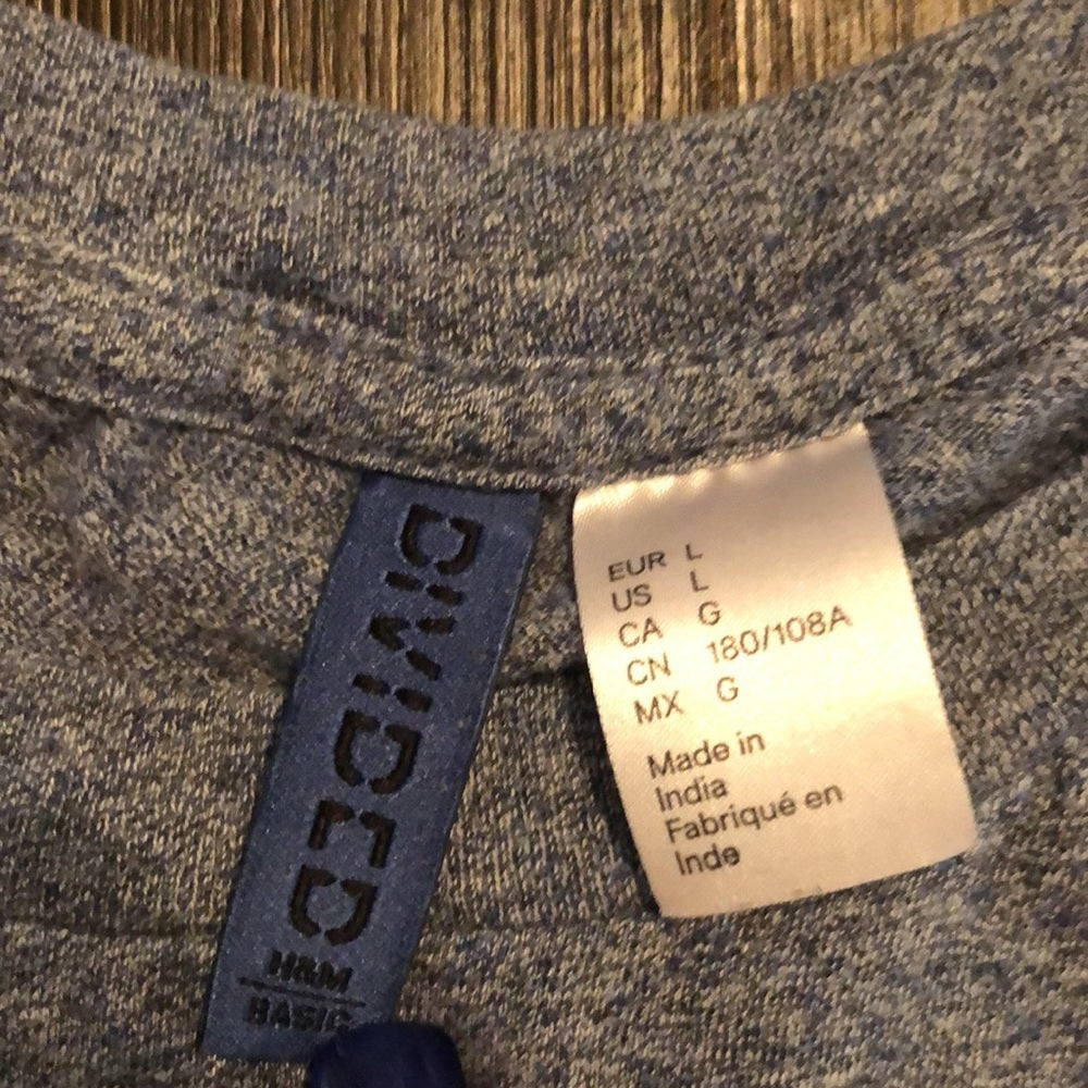 H&M L Mens Blue/Gray T-Shirt