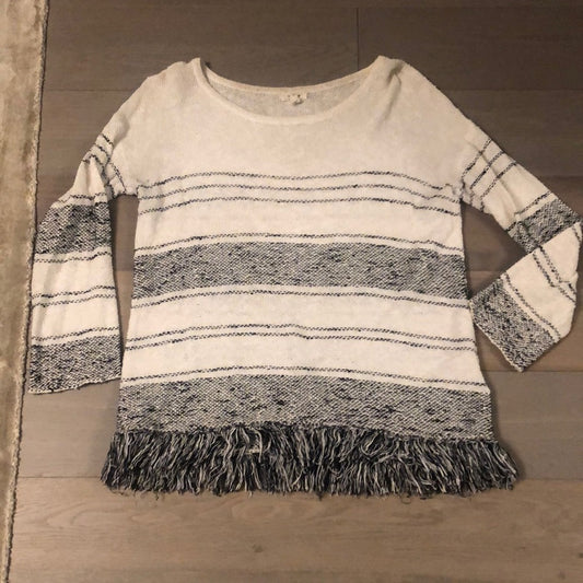 Soft Joie Cream and black fringe top Size Small