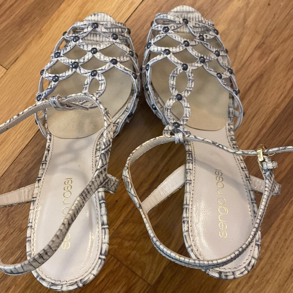 Sergio Rossi Women’s Gray Snakeskin Heels Size 37.5