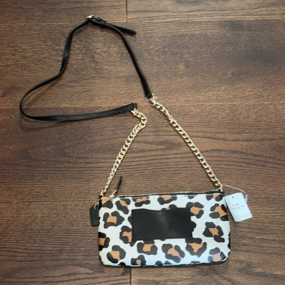 NWT Coach Animal Print Leather Crossbody Bag and Card Case