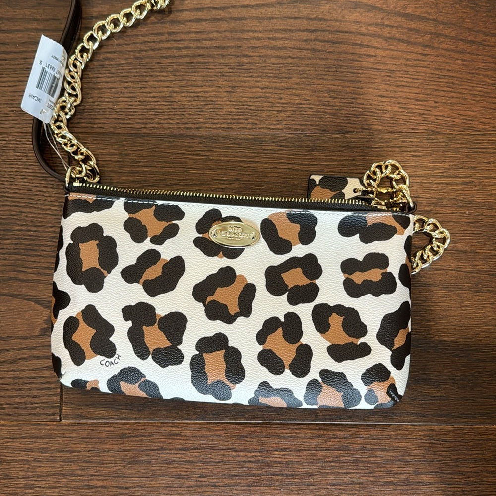 NWT Coach Animal Print Leather Crossbody Bag and Card Case