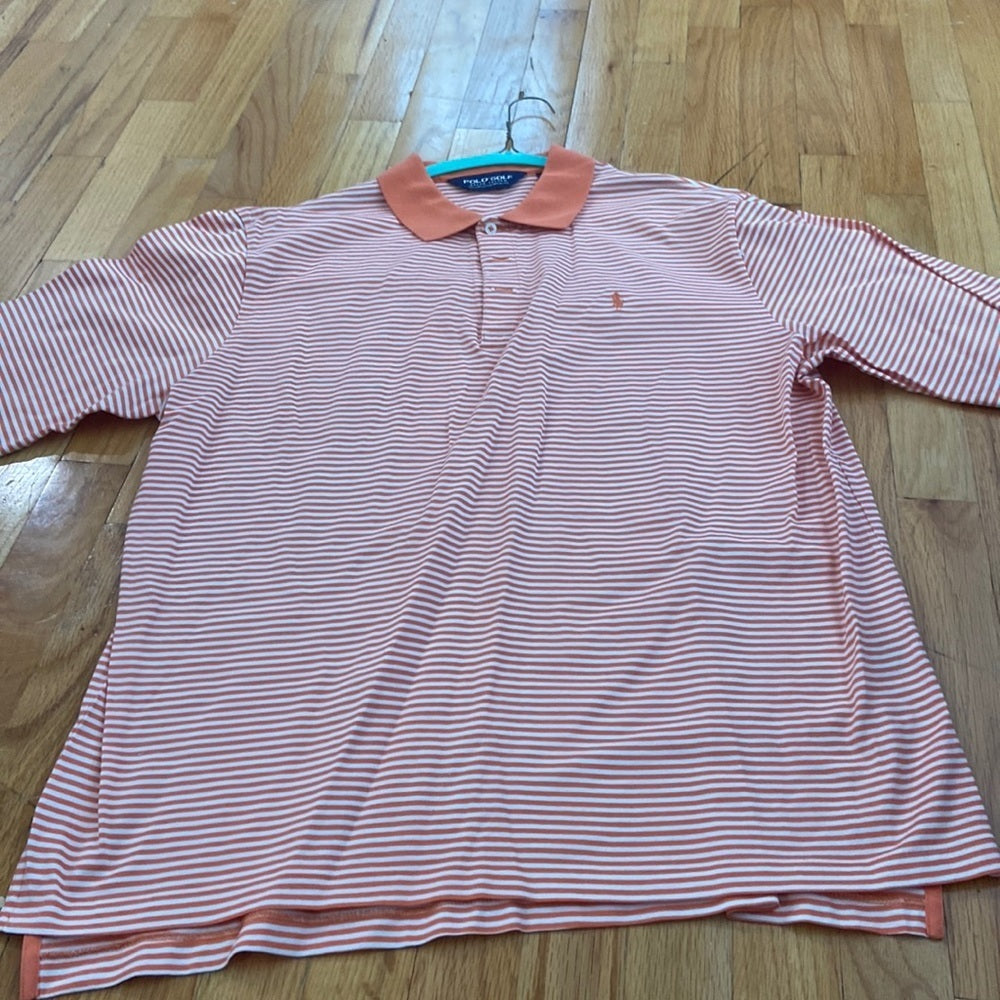 Men’s Ralph Lauren polo shirt. Orange/white. Size L