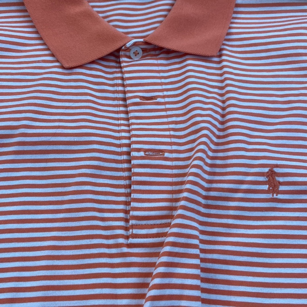 Men’s Ralph Lauren polo shirt. Orange/white. Size L