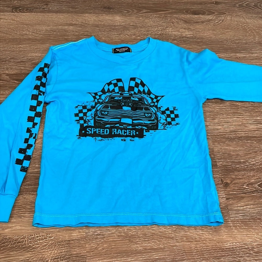 Wee Monster Kids Blue “Speed Racer” Long Sleeve - 6/6T