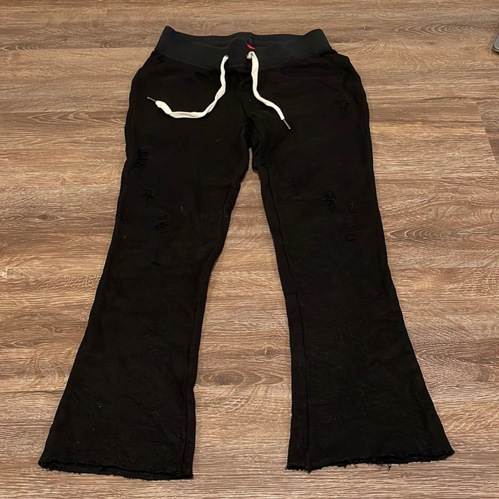 PHILANTHROPY Women’s Black Flare Distressed Sweatpants - S