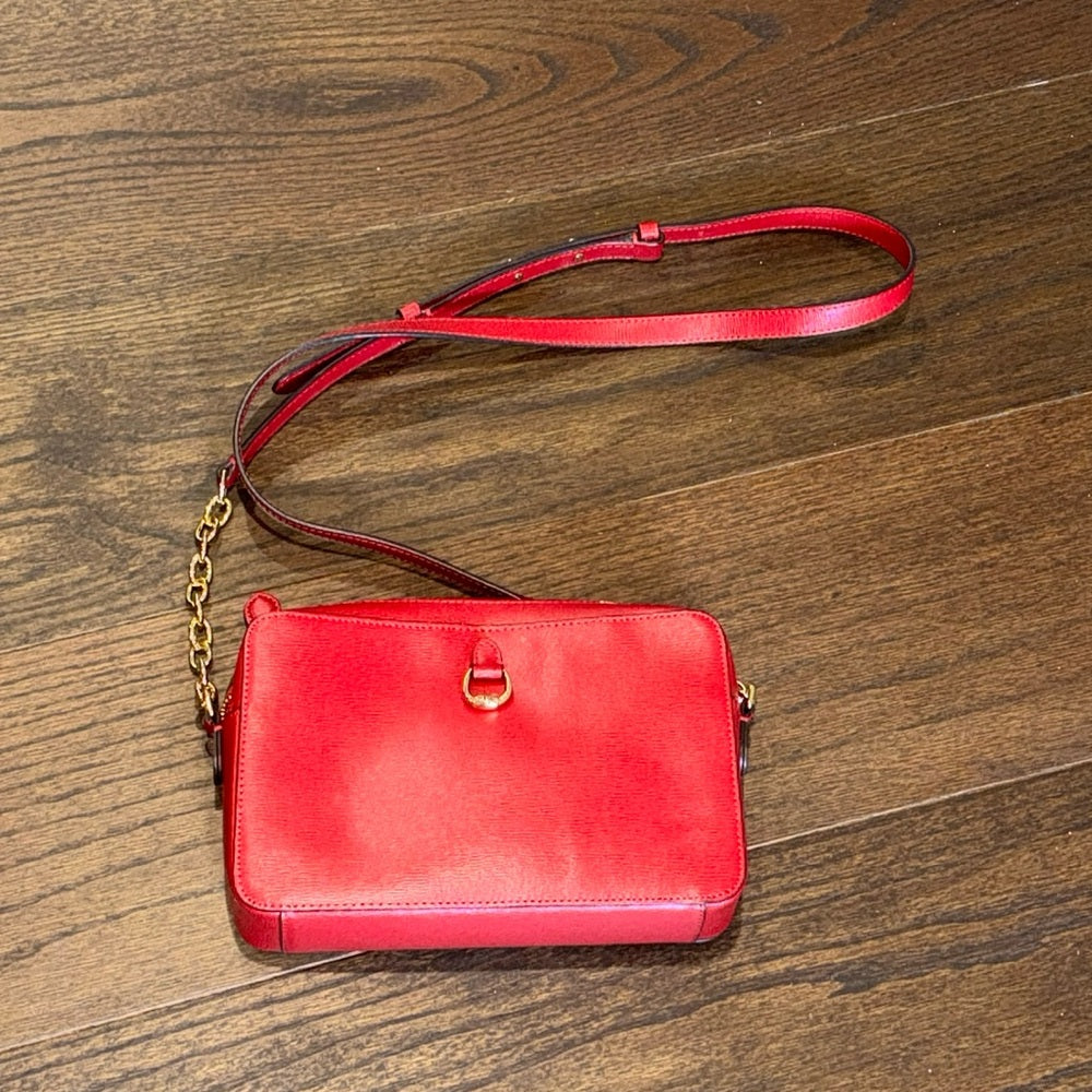 Lauren Ralph Lauren Red Leather Crossbody Bag