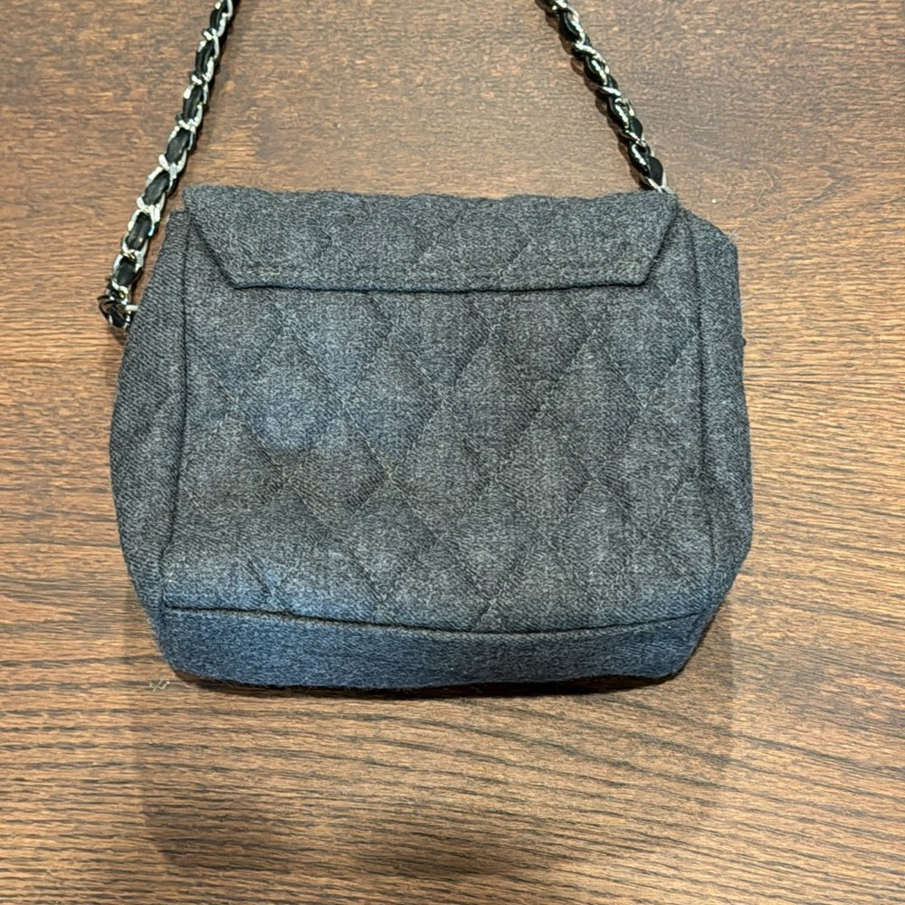 Neiman Marcus Collection Grey Quilted Crossbody Bag