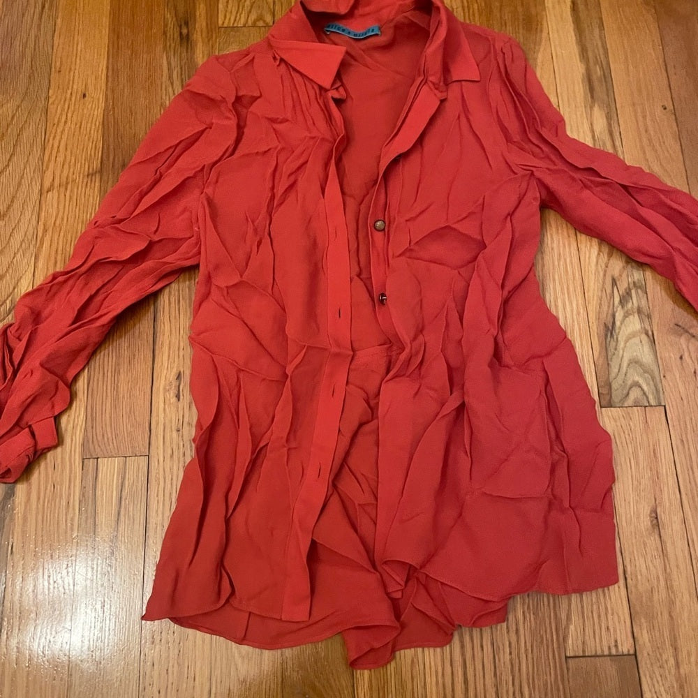 Alice + Olivia Red Button Down Long Sleeve