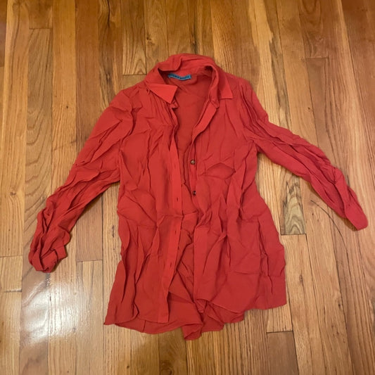 Alice + Olivia Red Button Down Long Sleeve