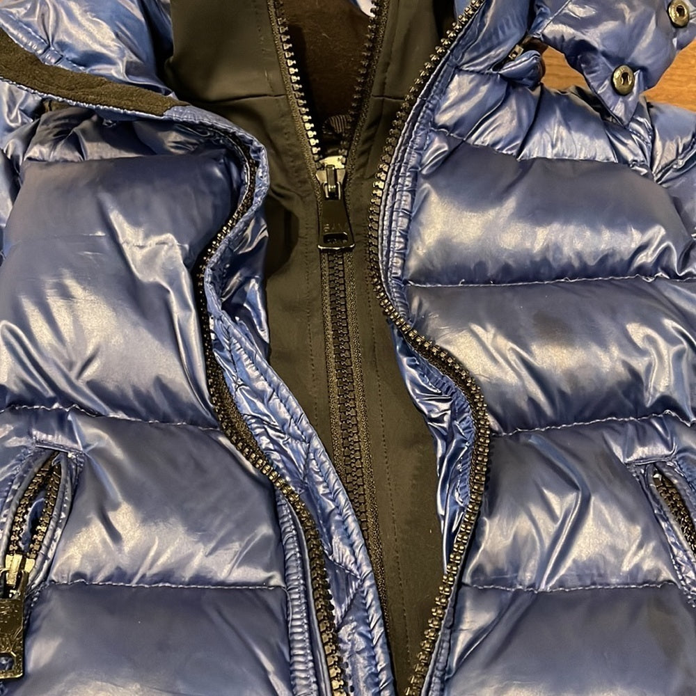 Sam Navy and Black Boys Hooded Down Jacket Size 6