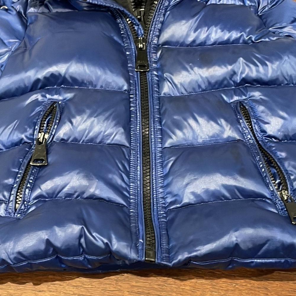 Sam Navy and Black Boys Hooded Down Jacket Size 6