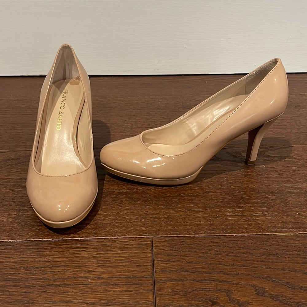 Franco Sarto Women’s Beige Patent Leather Pumps Size 8