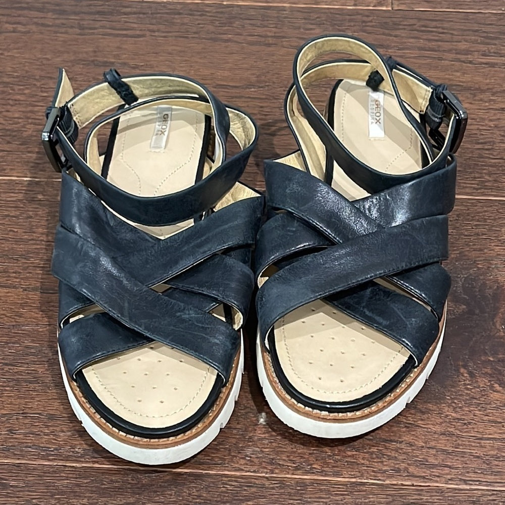 Geox Black Leather women’s Sandals Size 37/7