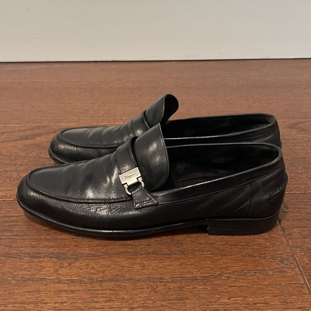 Salvatore Ferragamo Black Leather Men’s Loafers Size 8