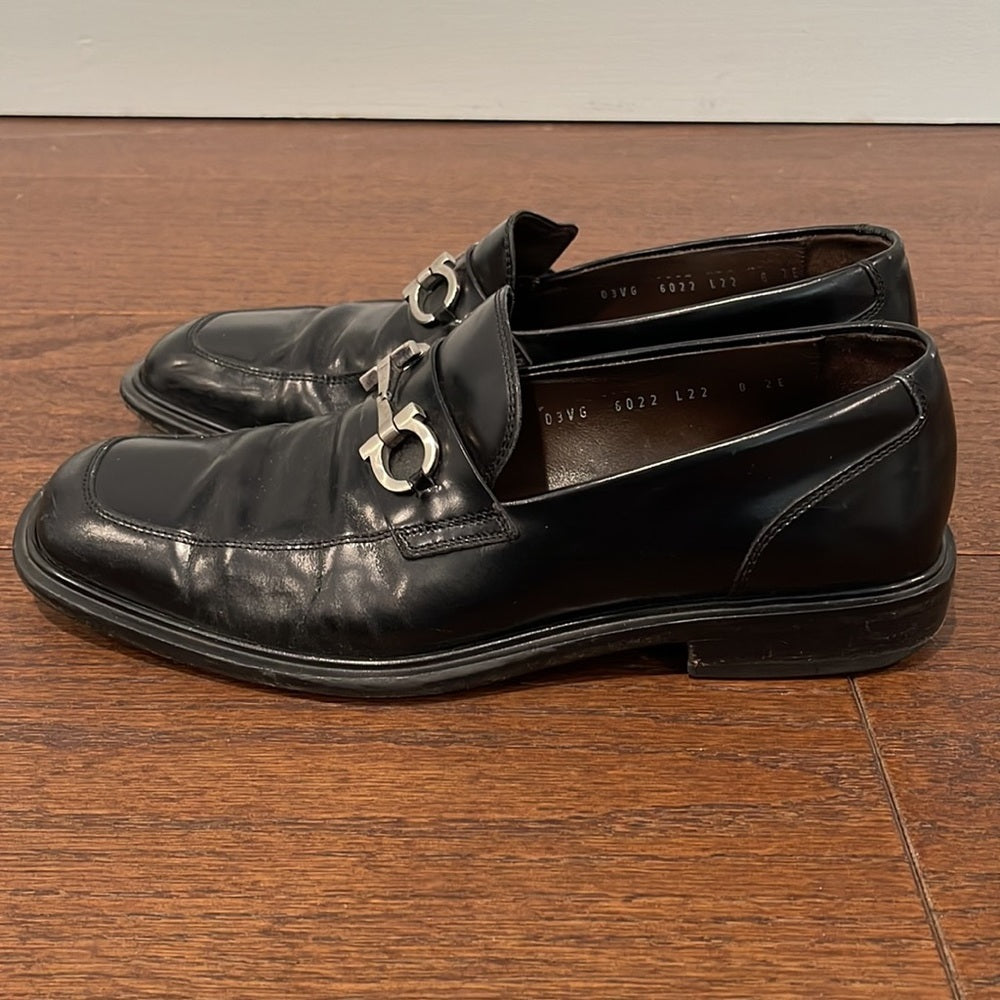 Salvatore Ferragamo Black Leather Men’s Loafers Size 8 EE