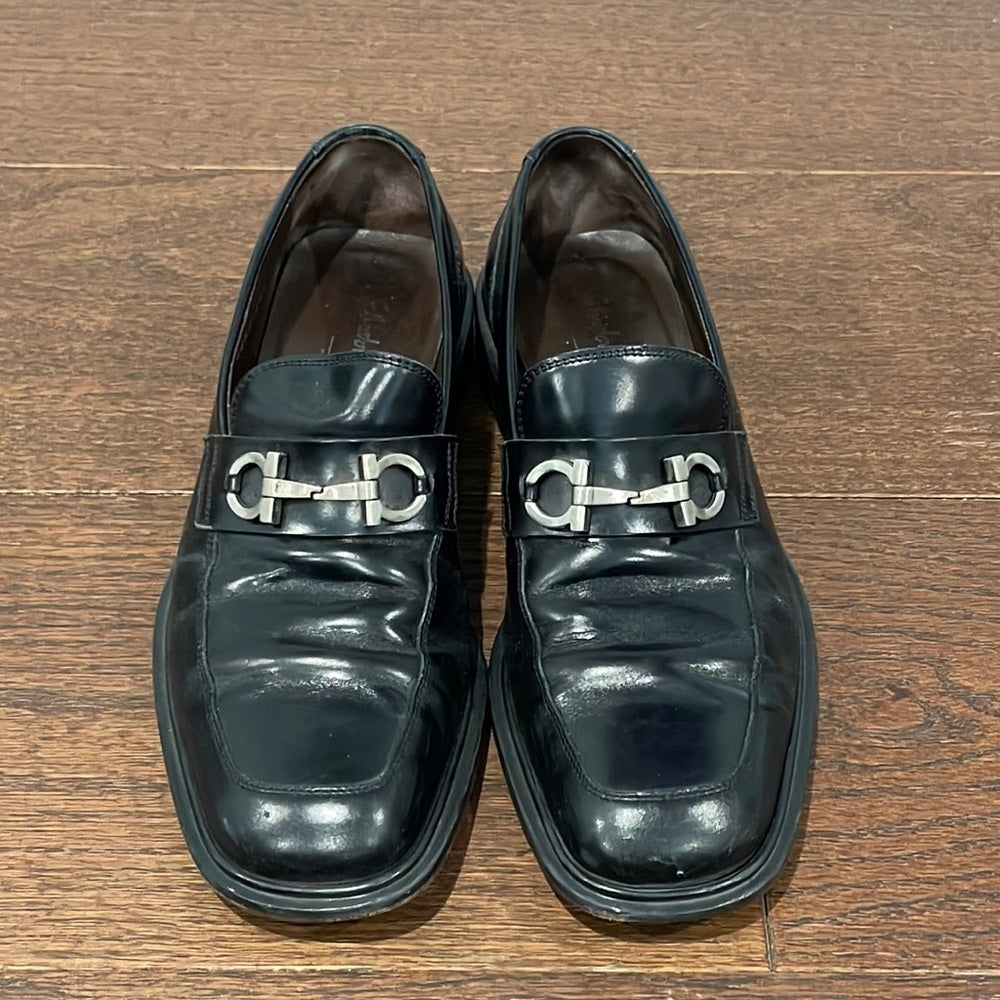 Salvatore Ferragamo Black Leather Men’s Loafers Size 8 EE