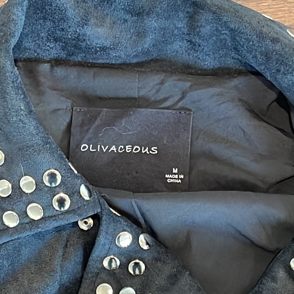 OLIVACEOUS Black Faux Suede Women’s Jacket Size Medium