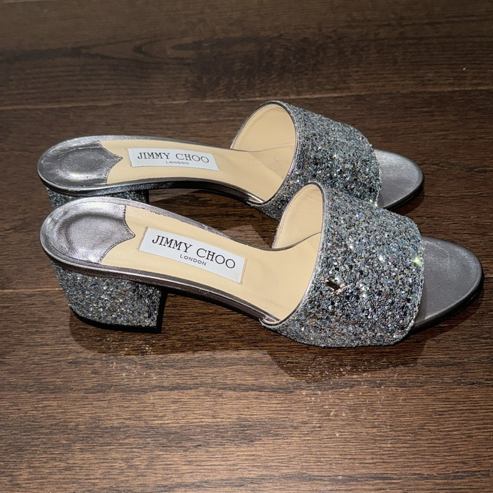 Jimmy Choo Women’s Sequined Minea 45 Slippers Size 37.5/7.5