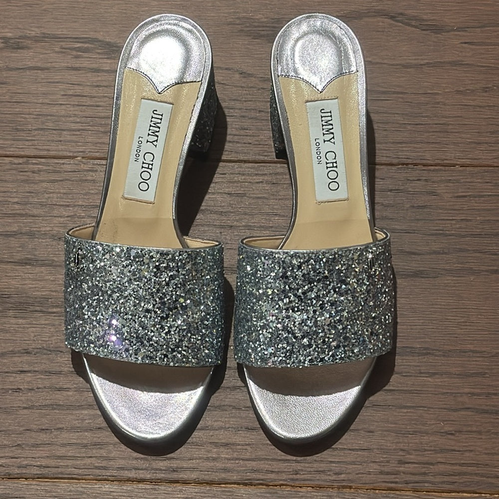 Jimmy Choo Women’s Sequined Minea 45 Slippers Size 37.5/7.5