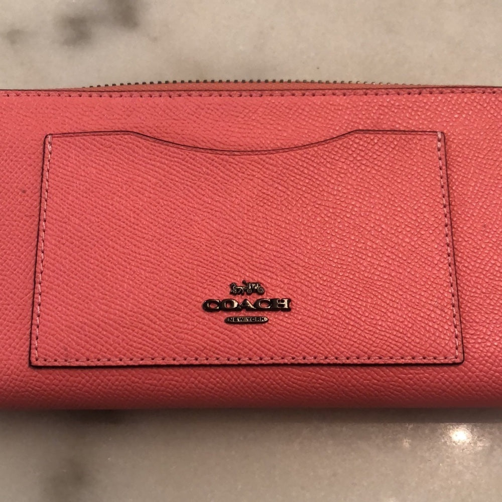 NWT Coach Pink Zip Around Wallet with Card Pouch