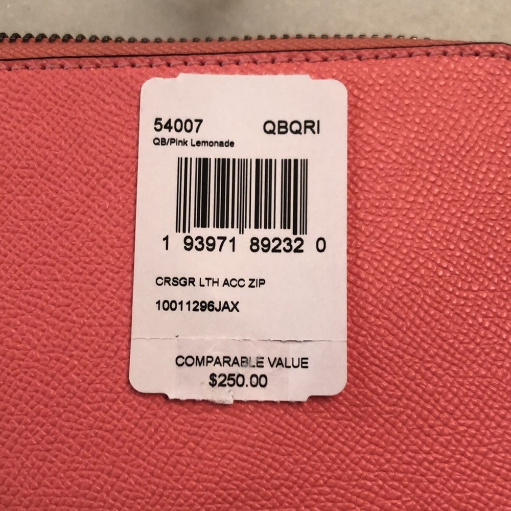 NWT Coach Pink Zip Around Wallet with Card Pouch