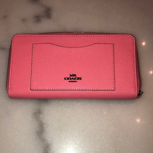 NWT Coach Pink Zip Around Wallet with Card Pouch