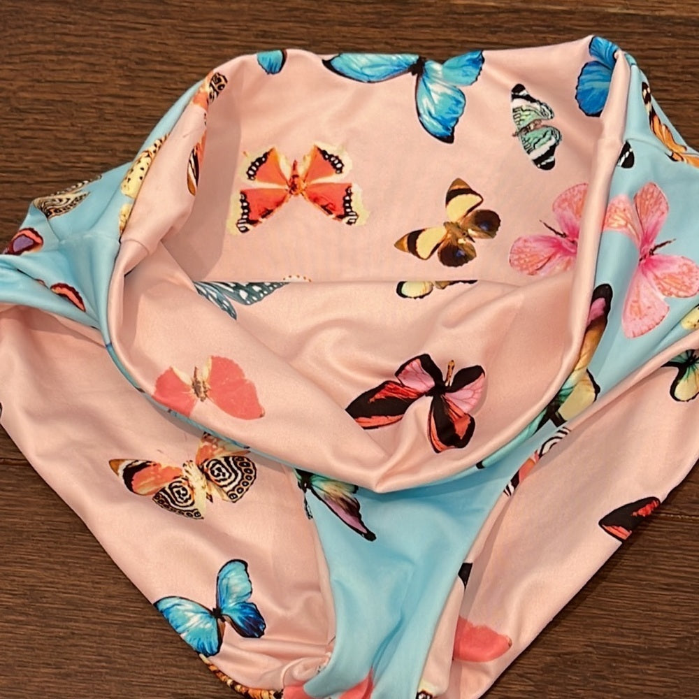 Nwot Submarine Girls Blue Butterfly Bikini Size 8