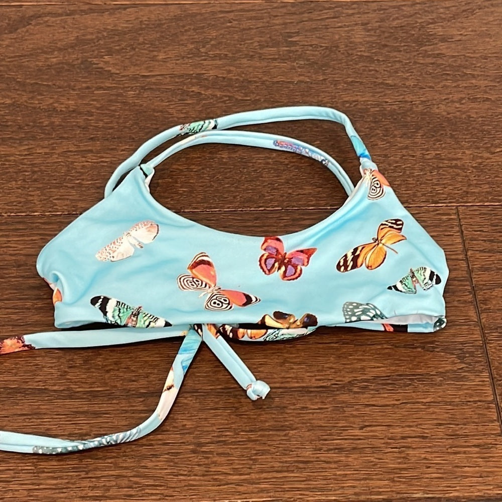 Nwot Submarine Girls Blue Butterfly Bikini Size 8