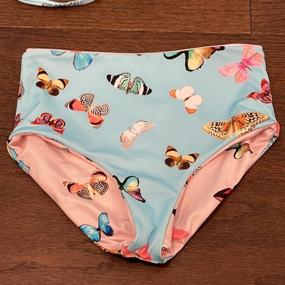 Nwot Submarine Girls Blue Butterfly Bikini Size 8