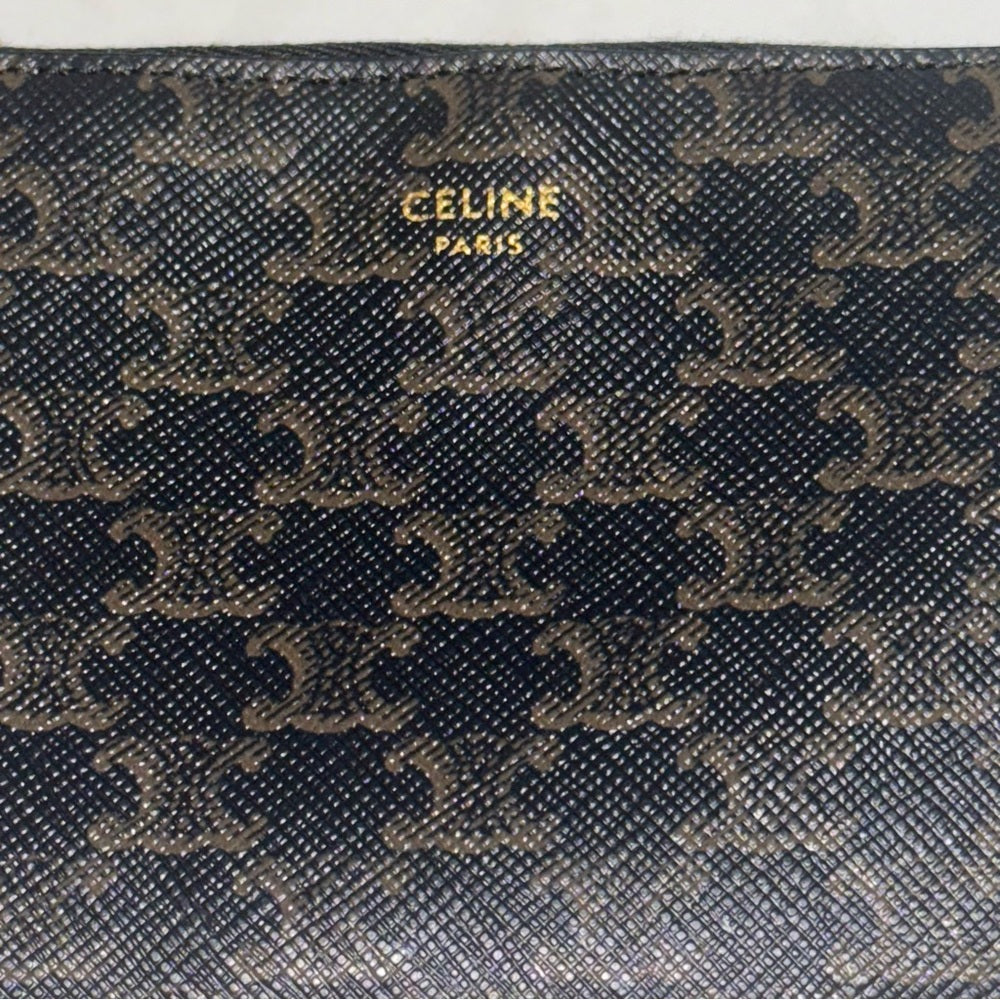 NWT Celine Black and Brown Coin and Card Pouch With Keyring