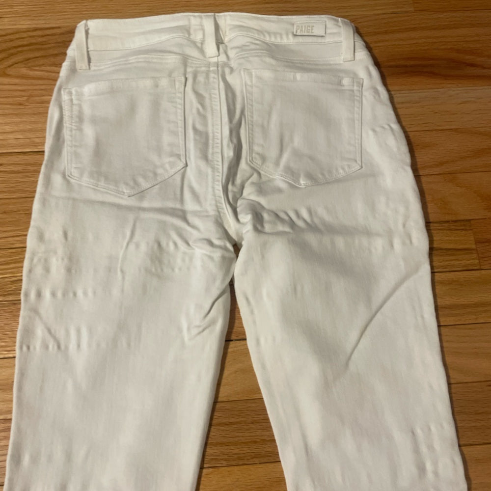 Paige White Ripped Ankle Cut Jeans Size 28