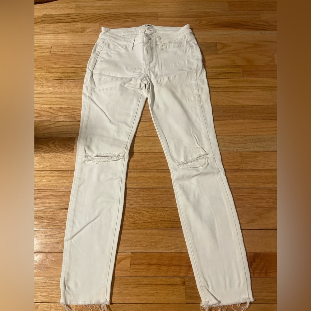 Paige White Ripped Ankle Cut Jeans Size 28