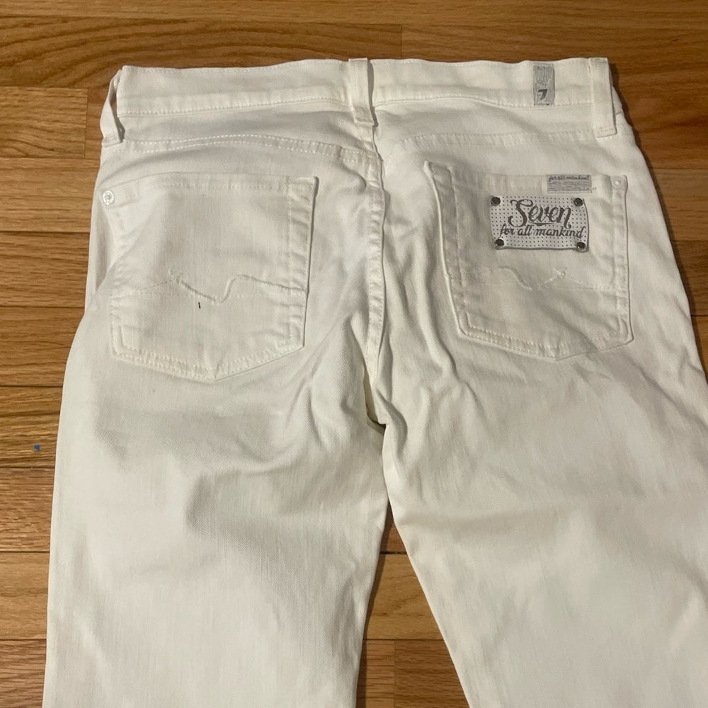 7 For All Mankind White Flare Jeans Size 27