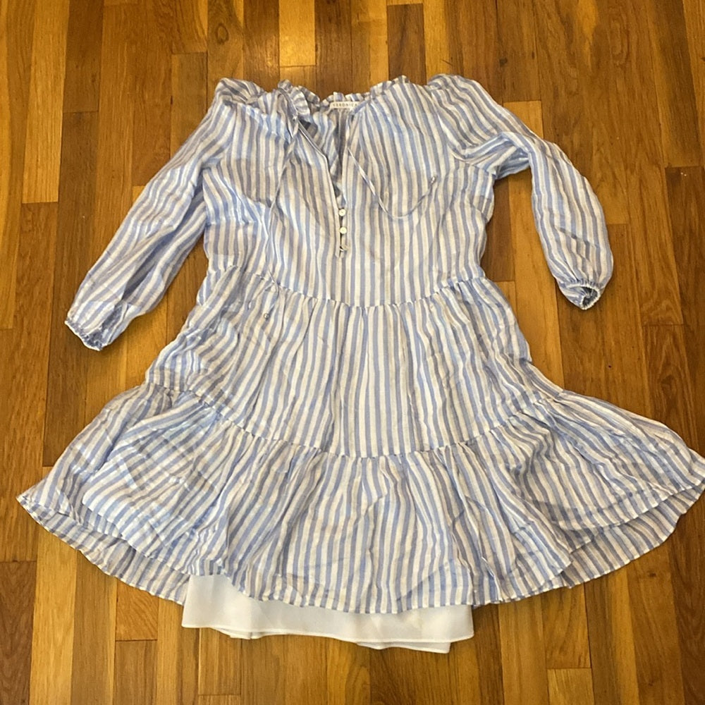 Veronica Beard Women’s Blue and White Striped Dress Size 4