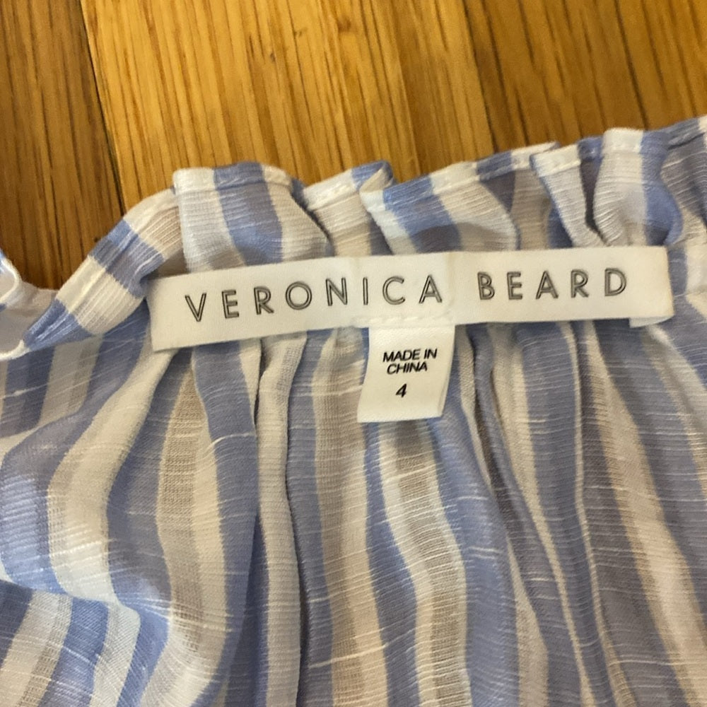 Veronica Beard Women’s Blue and White Striped Dress Size 4