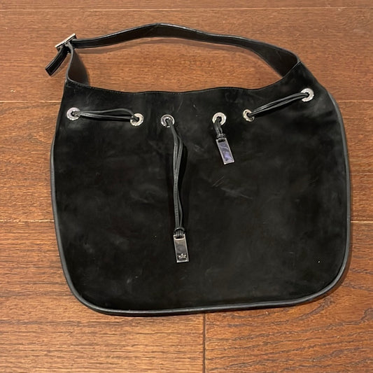 Vintage GUCCI Black Leather Suede Hobo Bucket Shoulder Bag