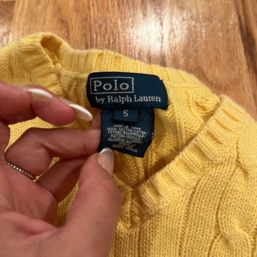 Boys Ralph Lauren Sweater Polo. Size 5. Yellow with pattern.