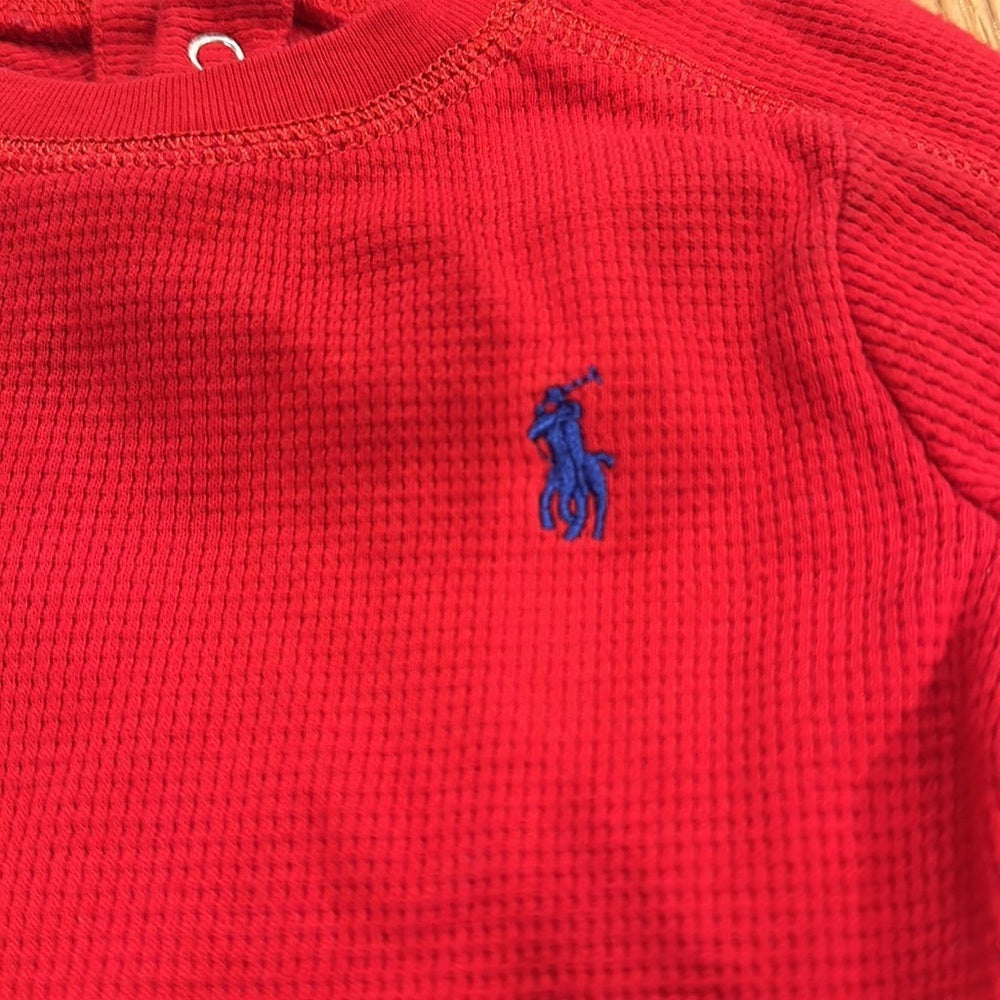 Boys Ralph Lauren Long Sleeved Tee. Size 9M. Plain Red.