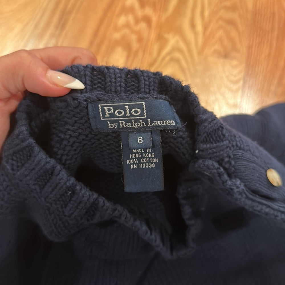 Boys Ralph Lauren Sweater Polo. Size 6. Dark Blue with pattern.