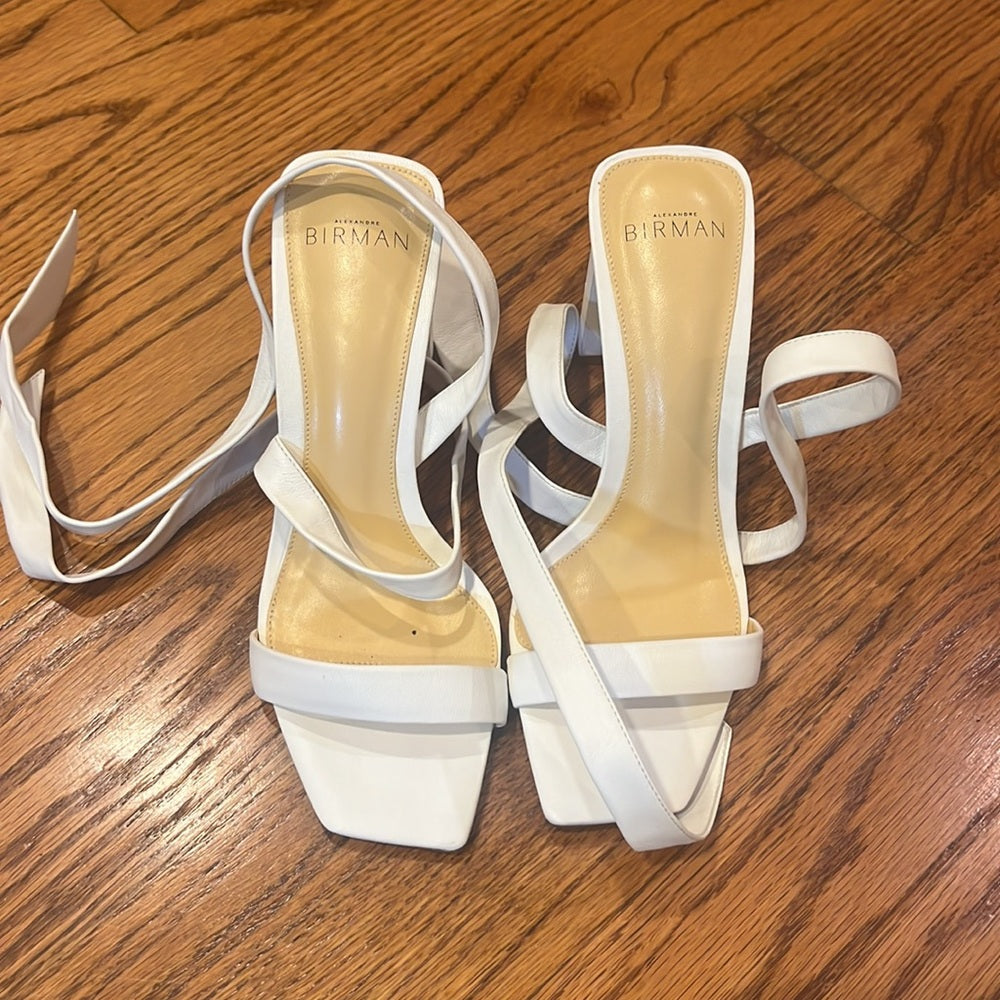 Alexandere Birman Woman’s Katie Leather White Heels Size 35