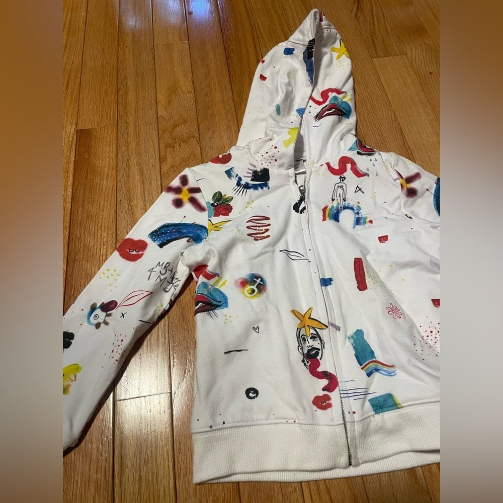 Little Marc Jacob’s Kids White Zip Up Hoodie Size 4