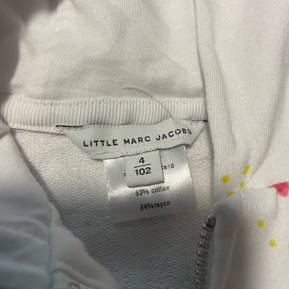 Little Marc Jacob’s Kids White Zip Up Hoodie Size 4