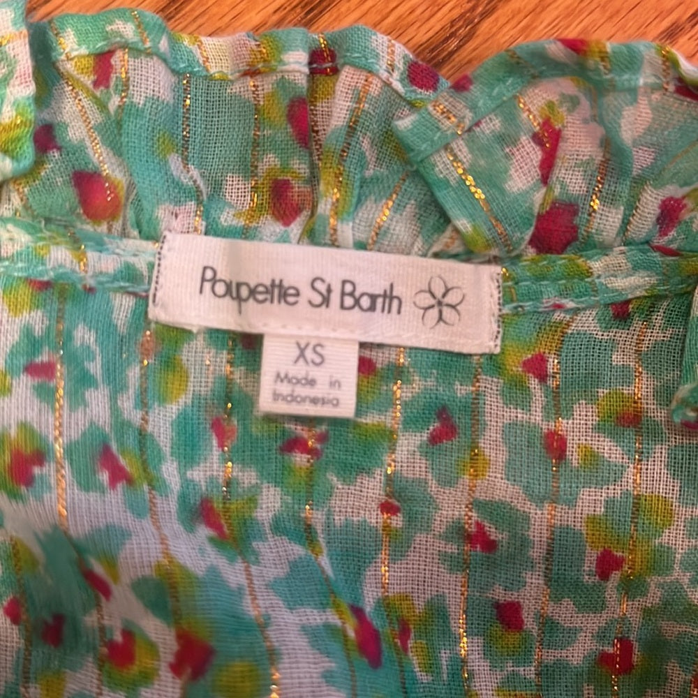 Poupette St Barth Woman’s Green Floral Sparkle Dress Size XS