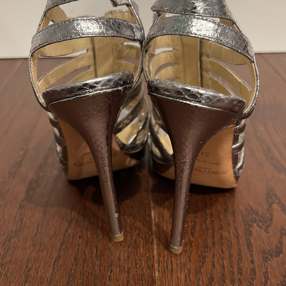 Jimmy Choo Women’s Silver Snakeskin Sandals Size 37/7