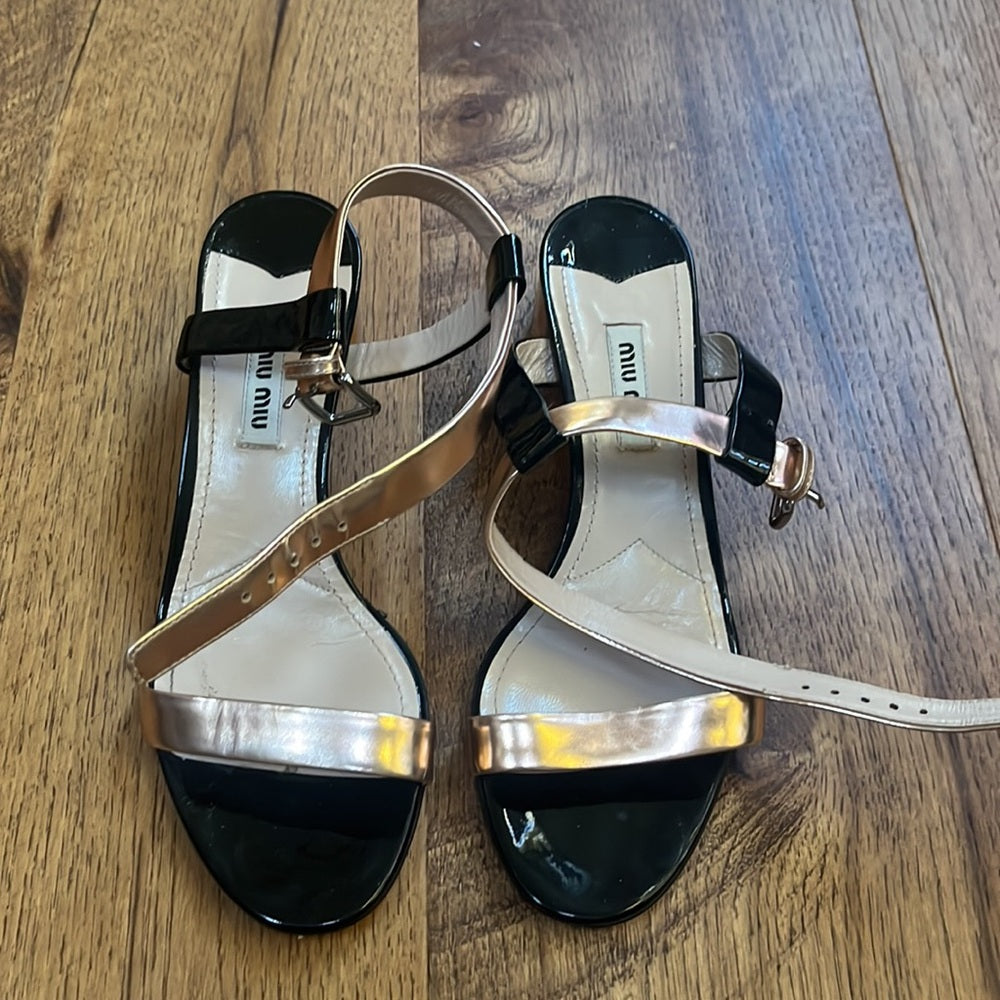 Miu Miu Woman’s Black and Rose Gold Heels Size 36