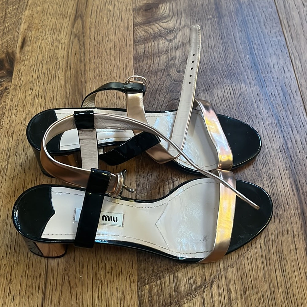 Miu Miu Woman’s Black and Rose Gold Heels Size 36