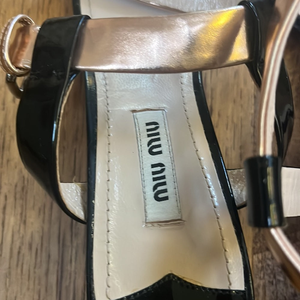 Miu Miu Woman’s Black and Rose Gold Heels Size 36