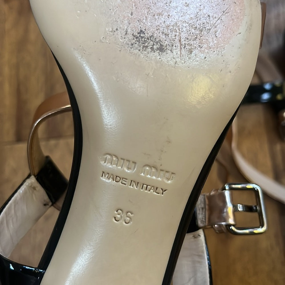 Miu Miu Woman’s Black and Rose Gold Heels Size 36