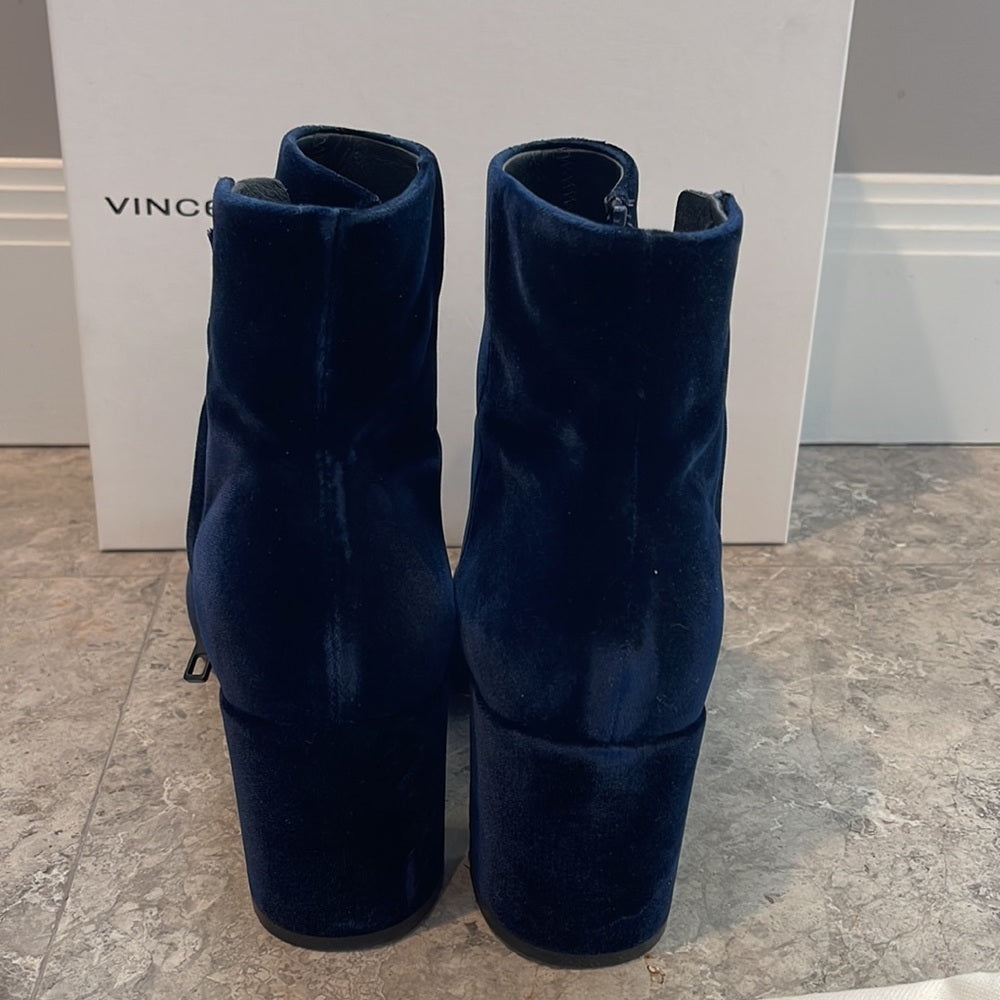 VINCE Navy Velvet Boots Size 9